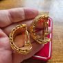 Vintage Heavy Gold Tone Earrings Image 2