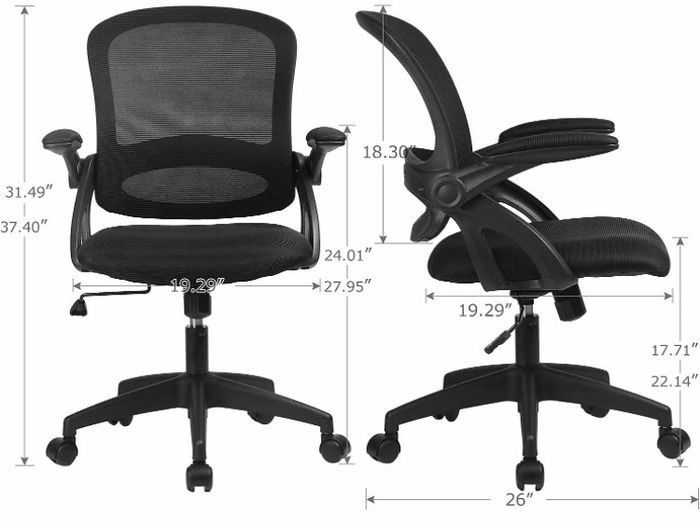 NEW SALE | Desk Chair Office Chairs 90Degree Flip-up Armrest Ergonomic Computer Chair Height Adjustable 360 Degree