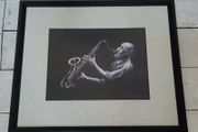 Vintage framed Jazzman print