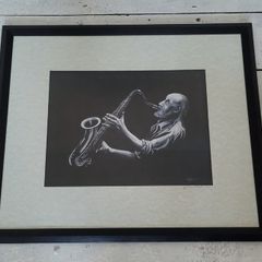 Vintage framed Jazzman print