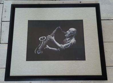 Vintage framed Jazzman print