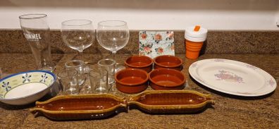 Gin glasses vintage plate and more