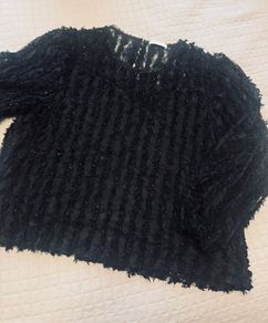 Gallery black fuzzy textured top XL