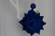 Realistic Navy Extravagant Rose with Raffia Woven Stud Earrings