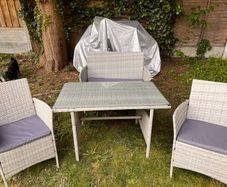 Grey Ratan Table and Chairs for patio