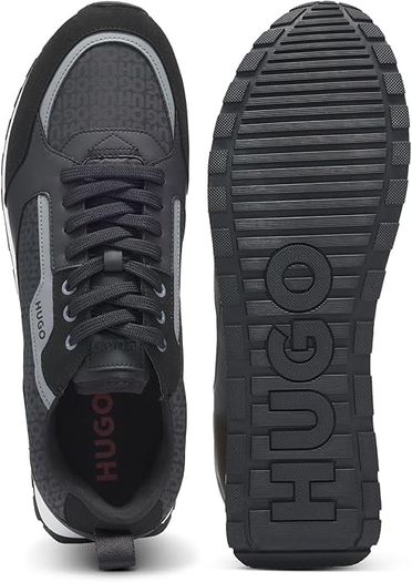 HUGO BOSS Men's Icelin Runn Sneakers with Monograms, Size EU 45 , UK 11, US 12
