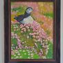 Puffin and Sea Pinks | oil painting | framed Image 2