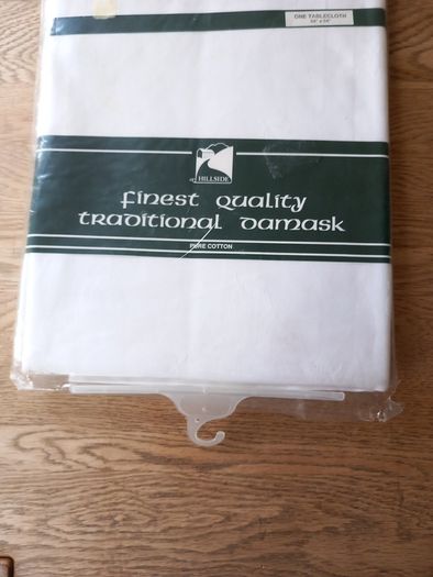 Hillside Traditional Damask Vintage 100% Cotton Tablecloth 54 " x 54" Unused