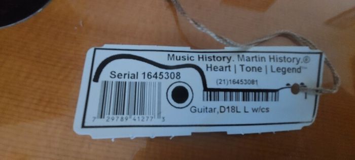 Martin D18L LEFT HANDED Acoustic Guitar With Original Martin Hard Shell Case