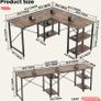 L-Shape Desk rustic brown wood Image 4