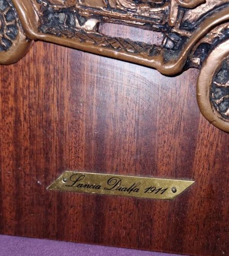 Antique Lancia Dialfa 1911 Copper Plaque on wood