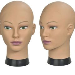 Afro Training Head Cosmetology Mannequin Head Bald Manikin head for Wigs Making Wig Display Hat Display Glasses Display with Free Clamp (FREE POSTAGE)