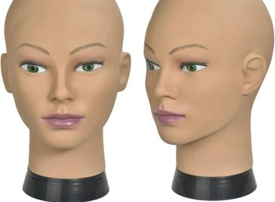 Afro Training Head Cosmetology Mannequin Head Bald Manikin head for Wigs Making Wig Display Hat Display Glasses Display with Free Clamp (FREE POSTAGE)