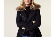 Karen Millen - WOOL Aviator Jacket - Navy - True UK 8 - BNWT RRP 260