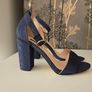 Ladies Navy Shimmer Strap Heels Image 2