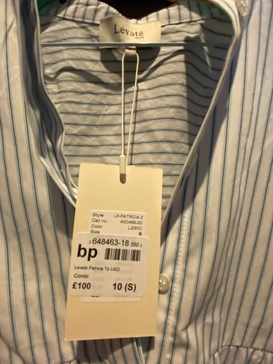 Levete  Room , blue/white shirt/blouse size UK 10