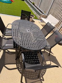 Outdoor Cast Iron Patio Table + 6 Chairs Set