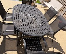 Outdoor Cast Iron Patio Table + 6 Chairs Set