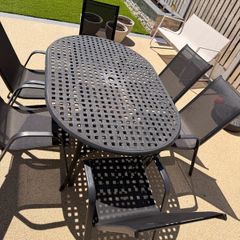 Outdoor Cast Iron Patio Table + 6 Chairs Set