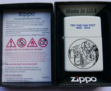 Zippo Try The Fan Test White Matte Zippo Lighter Mint In Box