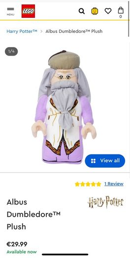 Lego Dumbledore soft toy Plush Harry Potter Brand new