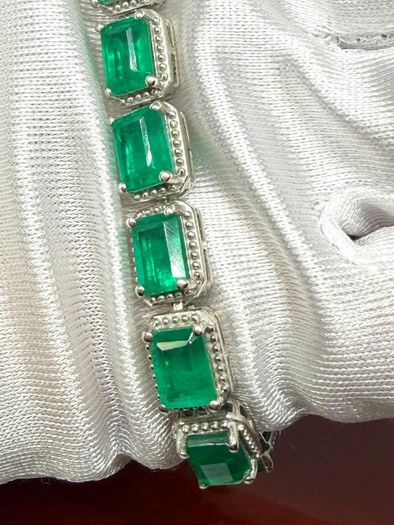 Silver Emeraldine Triplet Quartz Tennis Bracelet