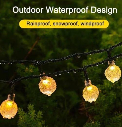 40ft 66 LEDs Solar Garden Light with 8 Modes Crystal Big Balls Solar Powered Waterproof for Camping Tree Patio Yard Wedding Party Decoration