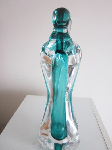 Murano Turquoise and Clear Glass Vase "The Lovers"