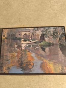 Small Wooden plaque The Bridge at Gres by Sir John Lavery art print