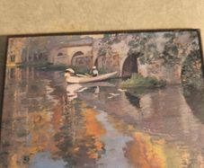 Small Wooden plaque The Bridge at Gres by Sir John Lavery art print