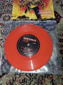 Iron maiden; the number of the beast 7" red vinyl