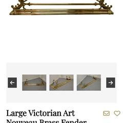 Large Victorian Art Nouveau Brass Fender