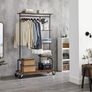 Coat Stand portable Wood Effect,  lockable wheels Vintage Dark Brown Image 2