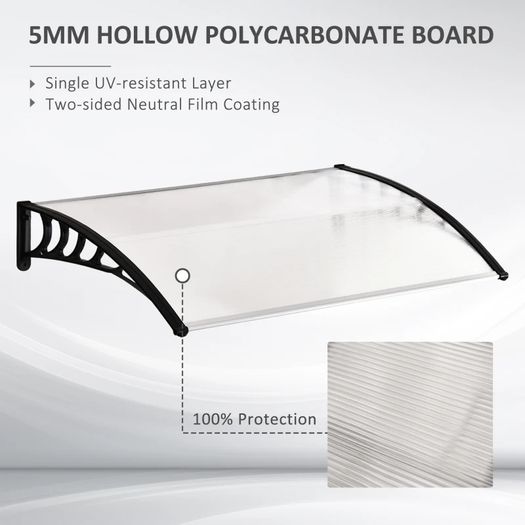 0.9 x 1.2 m Window Awning Door Canopy Modern Polycarbonate Cover Outdoor Rain Snow Sunlight Protection Hollow Sheet
