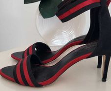 ZARA Black and Red Strap Heels Sz 40 (Fit 6.5 - 7UK)