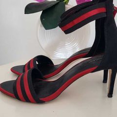 ZARA Black and Red Strap Heels Sz 40 (Fit 6.5 - 7UK)