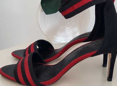 ZARA Black and Red Strap Heels Sz 40 (Fit 6.5 - 7UK)