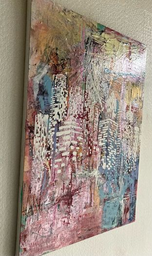 Original Painting Irish Abstract Art Cityscape Pink Original Art contemporary Irish art