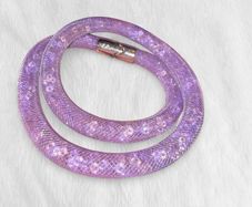 Swarovski Stardust Lavender Crystals Mesh Necklace.Double wrap bracelet Approx 40 cm