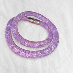 Swarovski Stardust Lavender Crystals Mesh Necklace.Double wrap bracelet Approx 40 cm