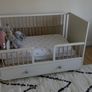 IKEA MYLLRA Cot with large drawer in white - Excellent Condition Image 3