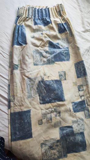Blue and cream curtains