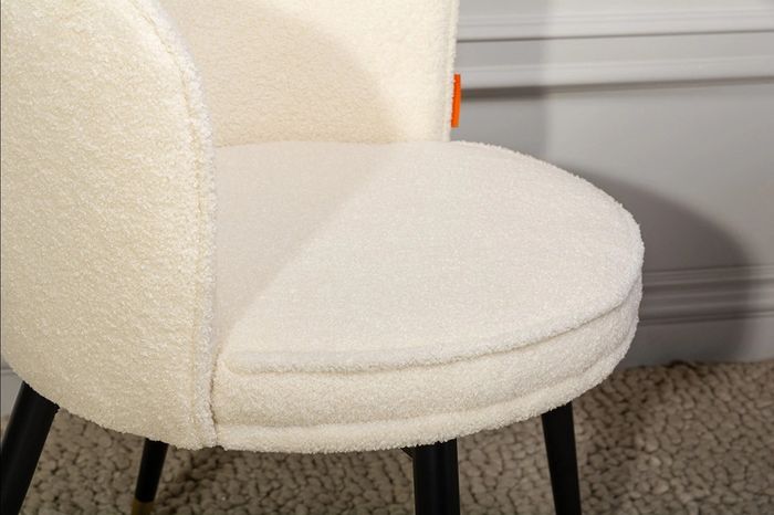 Modern White Faux Lamb Wool Chair With Gold Leg Ends