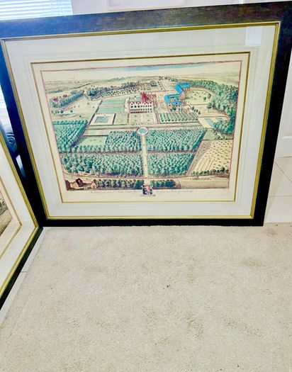 Pair of Very Large Reproduction Prints (4ft 6in x 3ft 9in) - Madingley Hall, Cambridge after Kip & Knyff (1707)