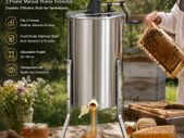 2 Frame Manual Honey Extractor Stainless Steel Honey Spinner with Adjustable Legs & Acrylic Lid