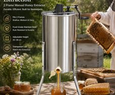 2 Frame Manual Honey Extractor Stainless Steel Honey Spinner with Adjustable Legs & Acrylic Lid