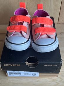 Converse toddler trainers peach/orange Sunset Glow Sz UK4/EU 20 EUC