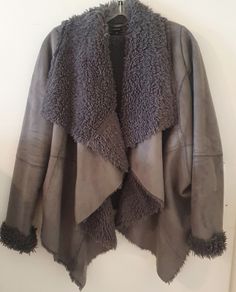 Oasis waterfall suede coat with borg lining