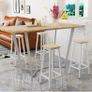 Bar Stools Square Base Set of 4,Tall Breakfast Bar Stools with Footrest for Kitchen Image 4