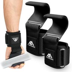 Weight Lifting Hooks, Non-Slip Wrist Support Straps, Weight Lifting Grips, 8 mm Thick Neoprene Wrist Padding, for Pull Up, Fitness, Strength Training, Bodybuilding Workout